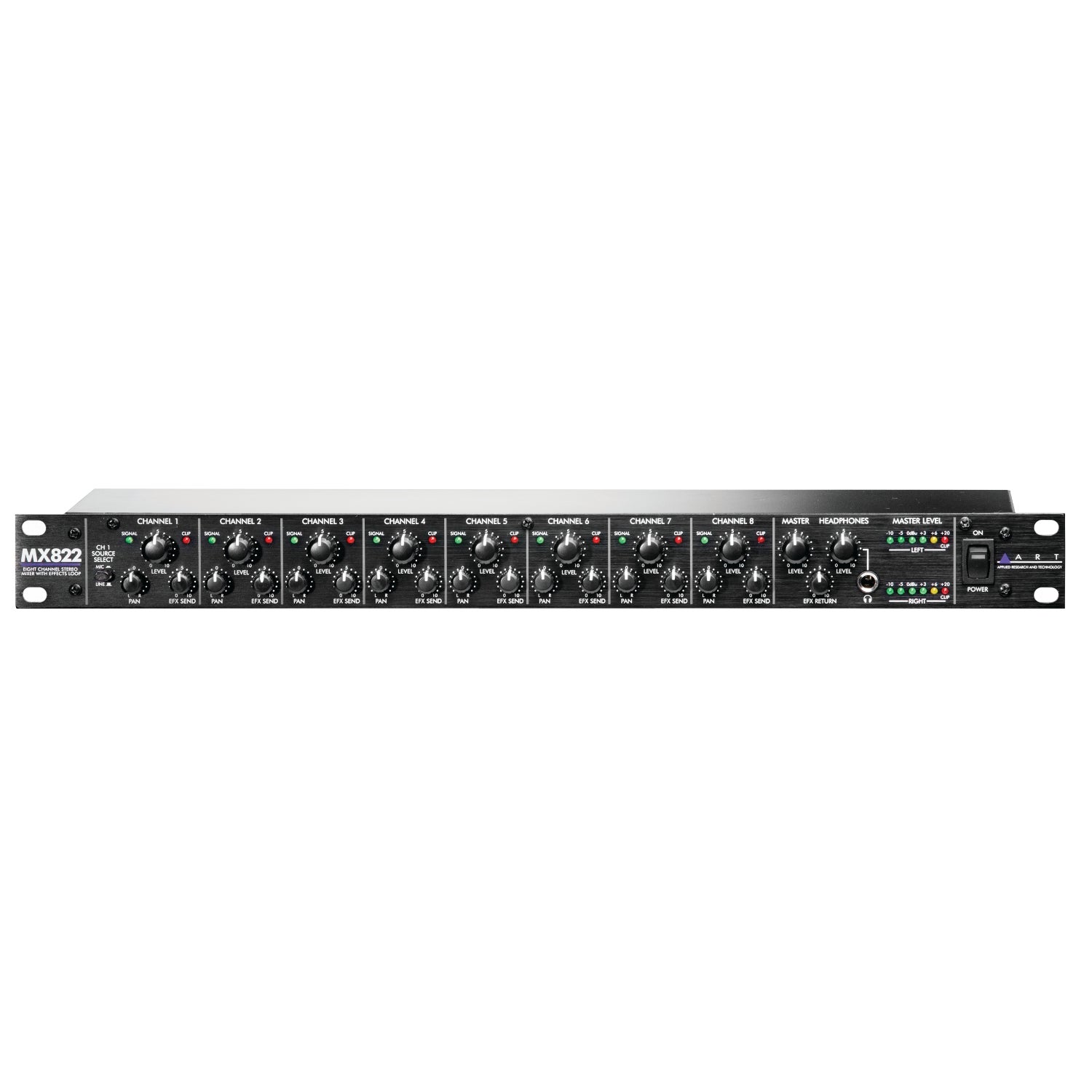 ART MX822 8-kanaals 19 inch stereo mixer
