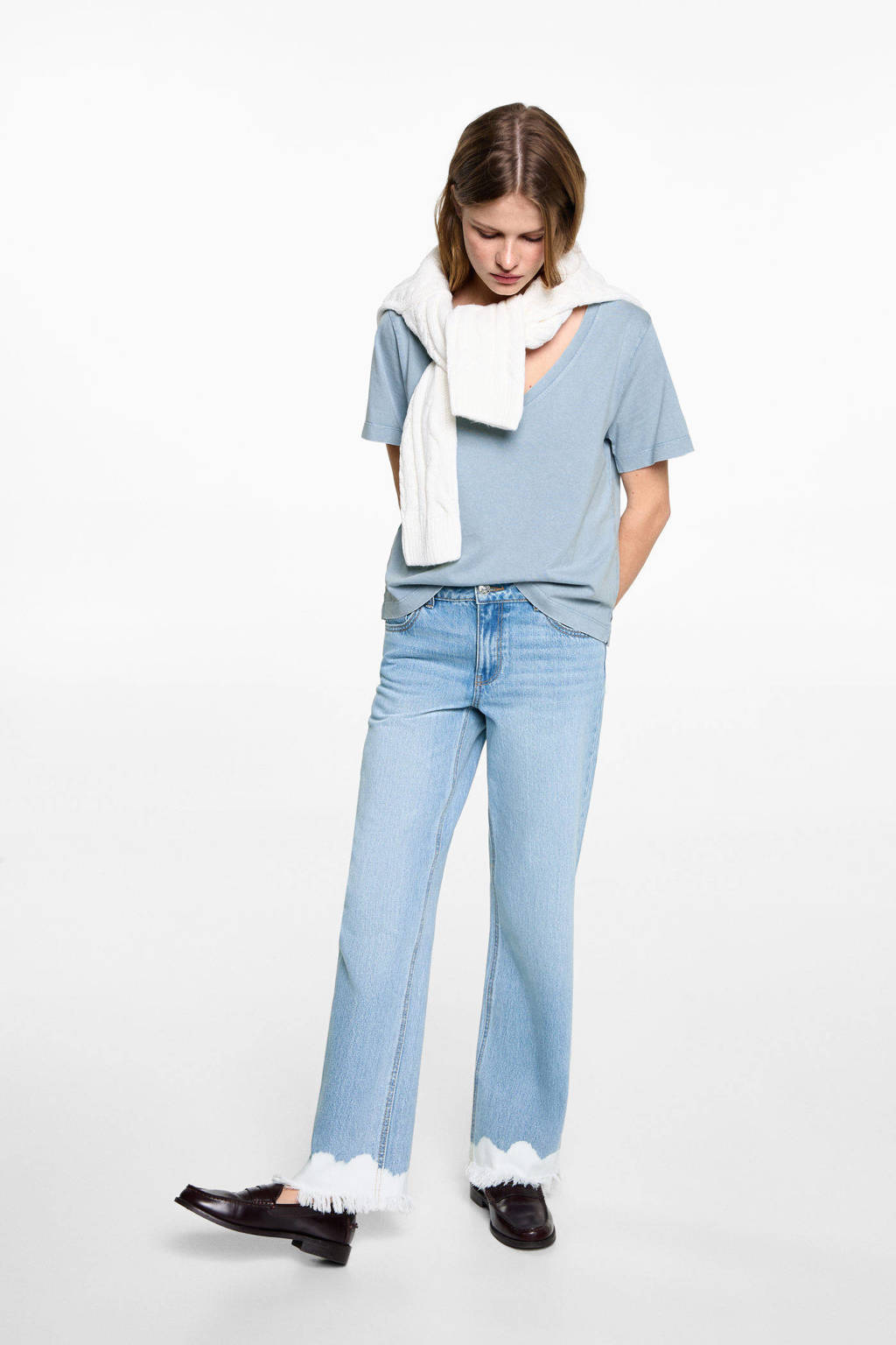 MANGO TEEN straight regular waist light blue denim