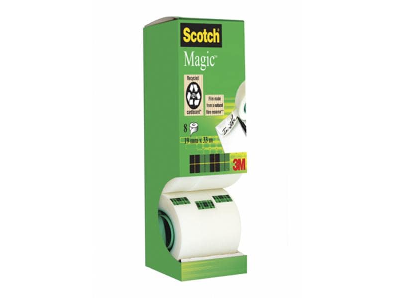 Scotch Klebeband Magic 19 mm x 33 m, Transparent Klebeband, 8 Rollen, 19 mm x 33 m