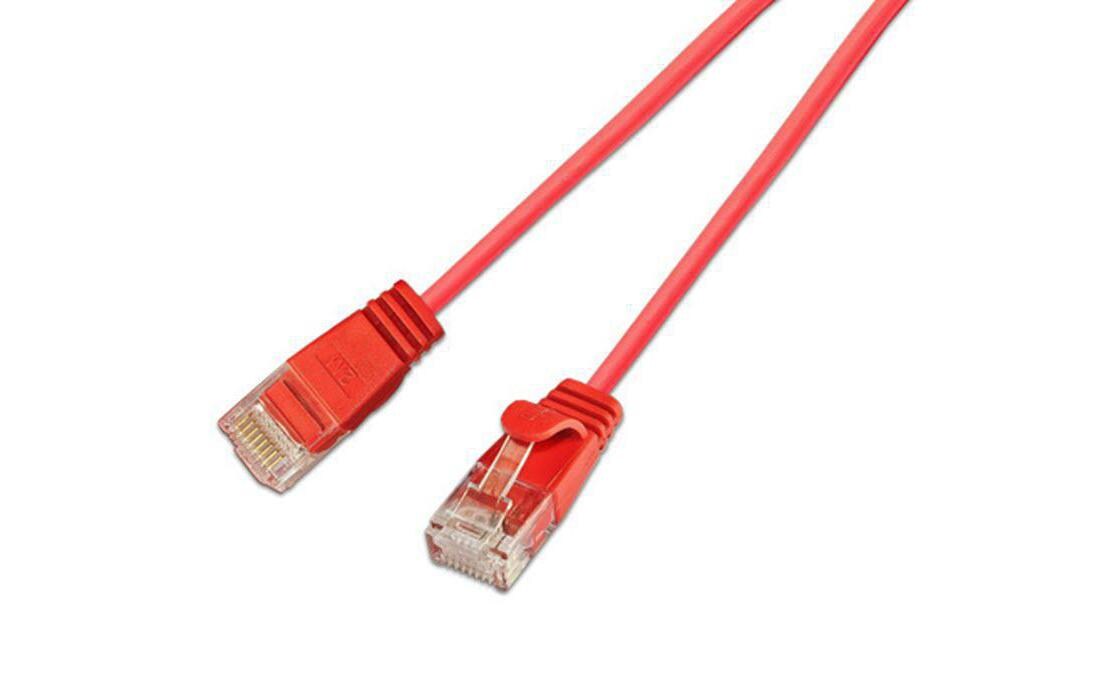 Slimpatchkabel RJ-45 - RJ-45, Cat 6, UTP, 0.5 m, RotLightpatchkabel rund, ungeschirmtes Twisted-Pair-Kabel (U/UTP) mit Klinkenschutz