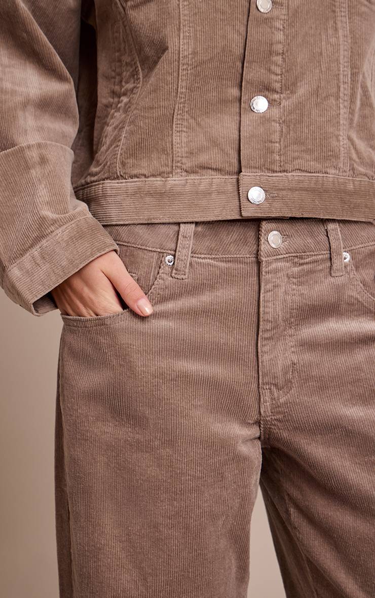Taupe Jean En Velours Côtelé Coupe Large