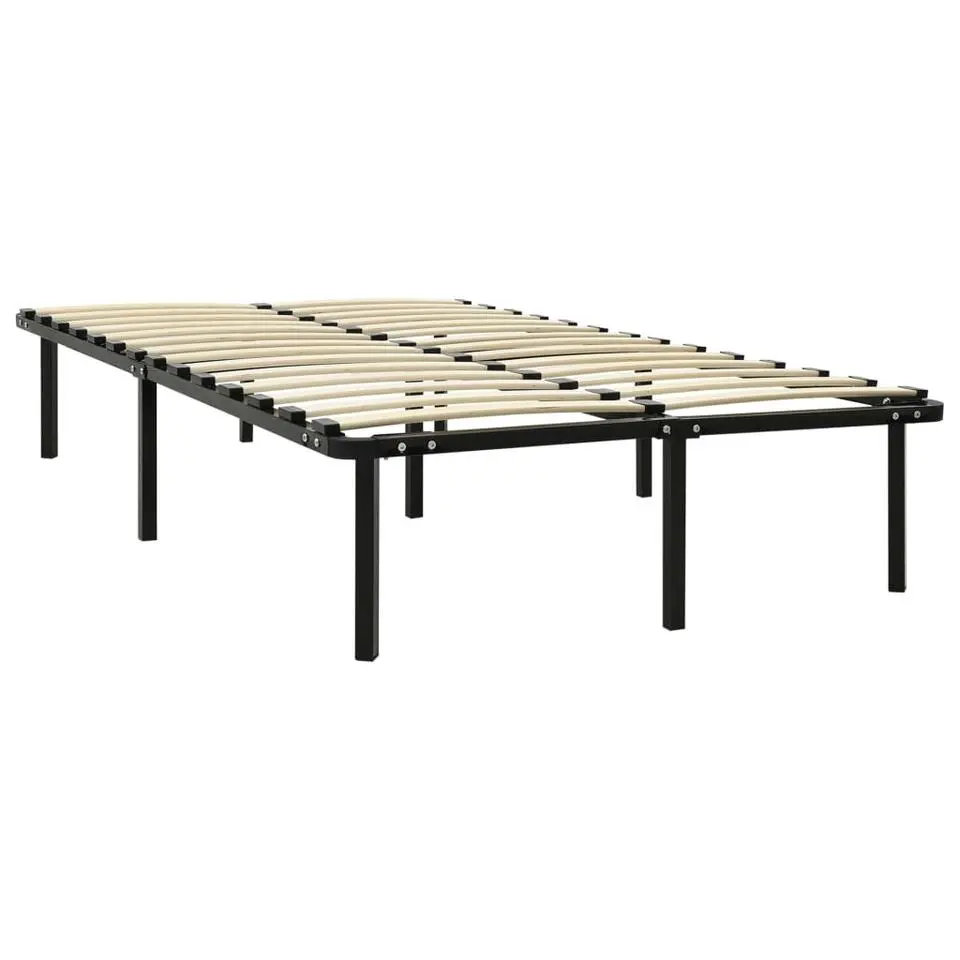 vidaXL - Bed frame met hout lattenbodem - Zwart - Metaal - 140x200 cm