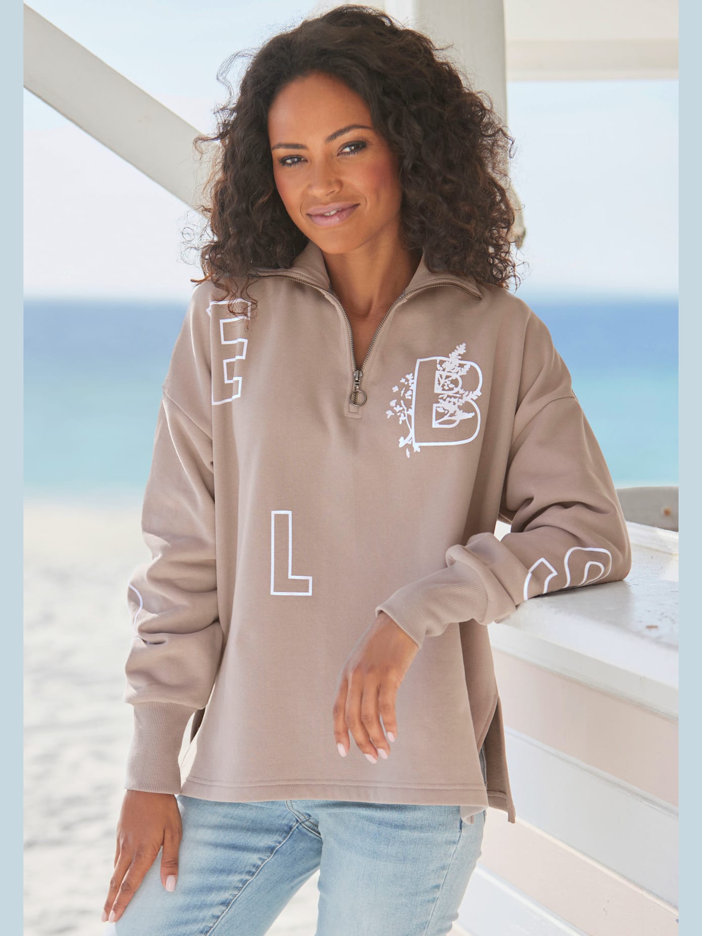 Sweat-shirt glissière au col