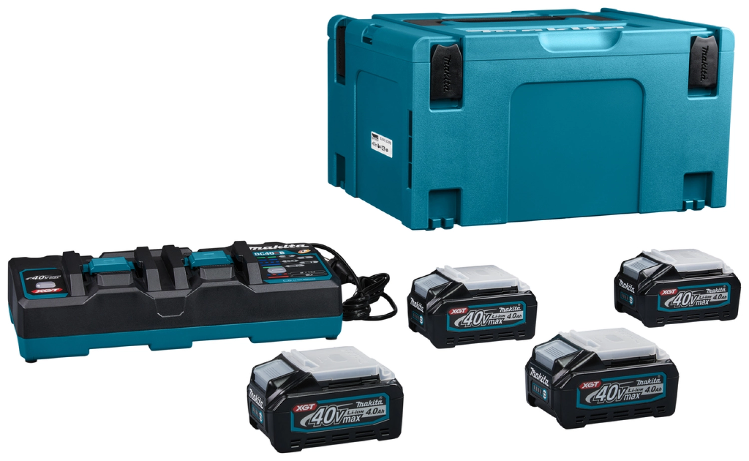 Makita 191U28-6 40V XGT Li-Ion accu starterset (4x 4.0Ah)   duolader in Mbox