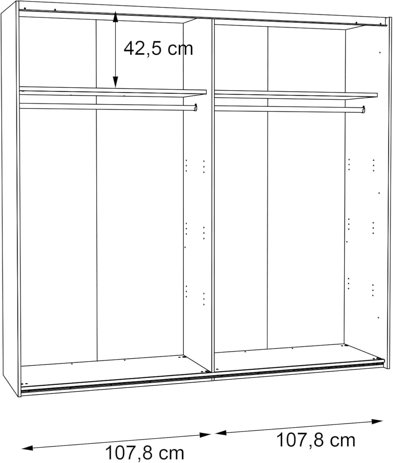FORTE Clif Schrank 220, Kleiderschrank, Schwebetürenschrank Vintage Schlafzimmer 2-türig, Holzdekor: Old – Wood Vintage/Betonoptik Dunkelgrau, 220 cm breit x 210.5 cm hoch x 61 cm tief