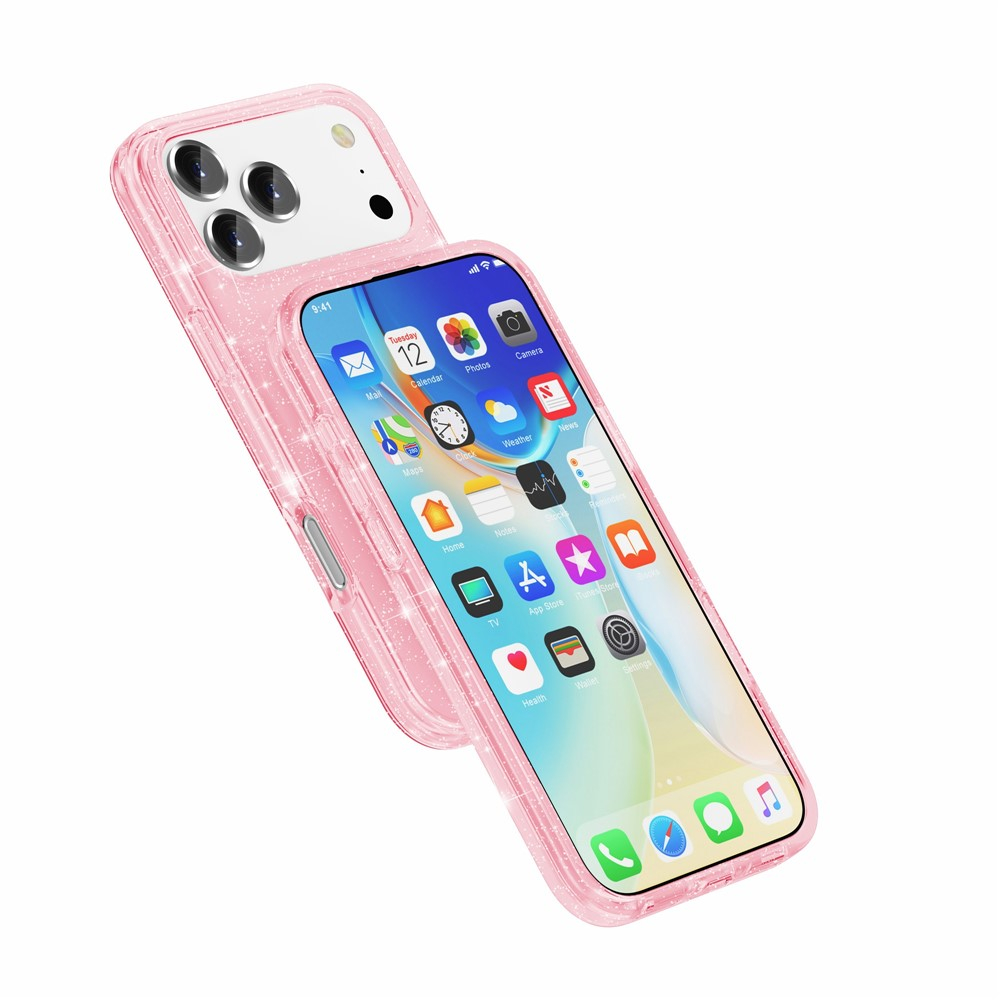 iPhone 17 Pro Max MagSafe Hybrid Hardcase Schutzhülle im Glitzer Design - Pink / Transparent