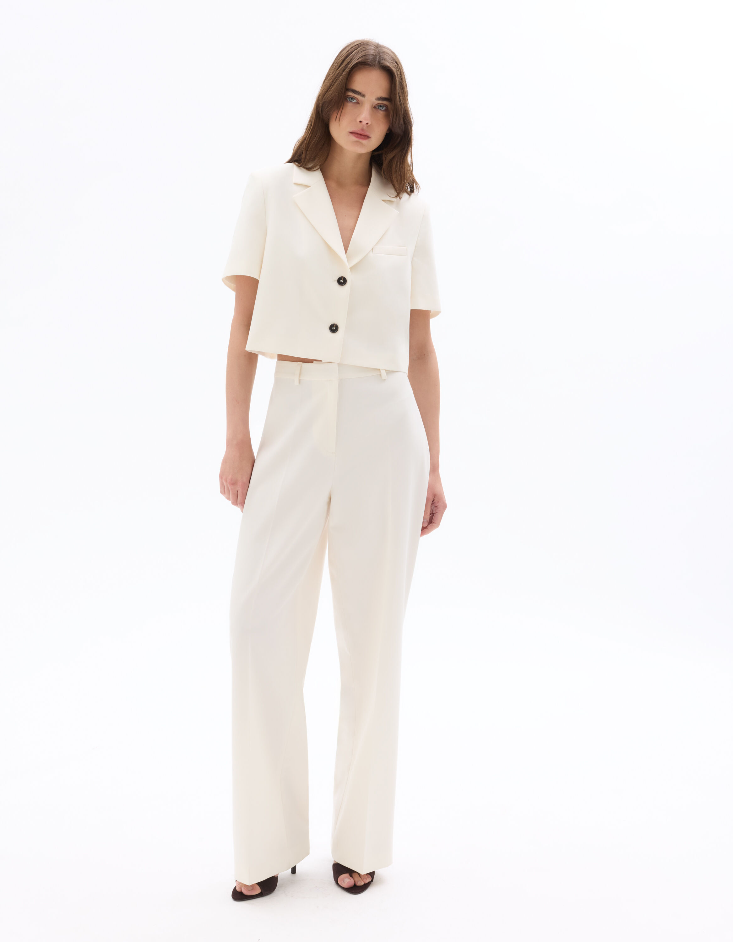 Pantalon de tailleur straight - écru