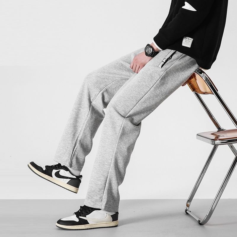 BEAUGALL - Effen joggingbroek met rechte pijpen