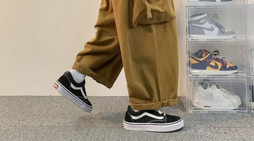 emeisa - Mid Rise Plain Cropped Wide Leg Cargo Pants