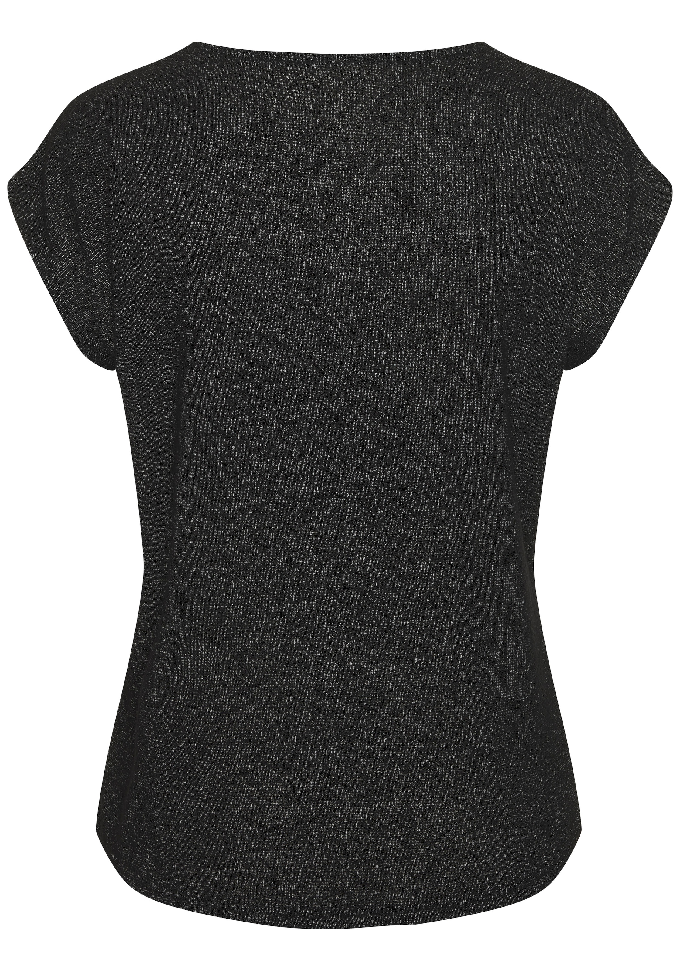 LASCANA Kurzarmshirt »mit Strassknopf in Blütenform«, aus leichtem Feinstrick in Melange Optik