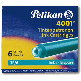 Cartouche pelikan courte standard turquoise étui 6 unités
