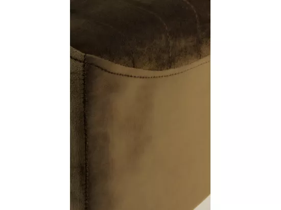 Tabouret tapissé en tissu velours marron avec pieds dorés