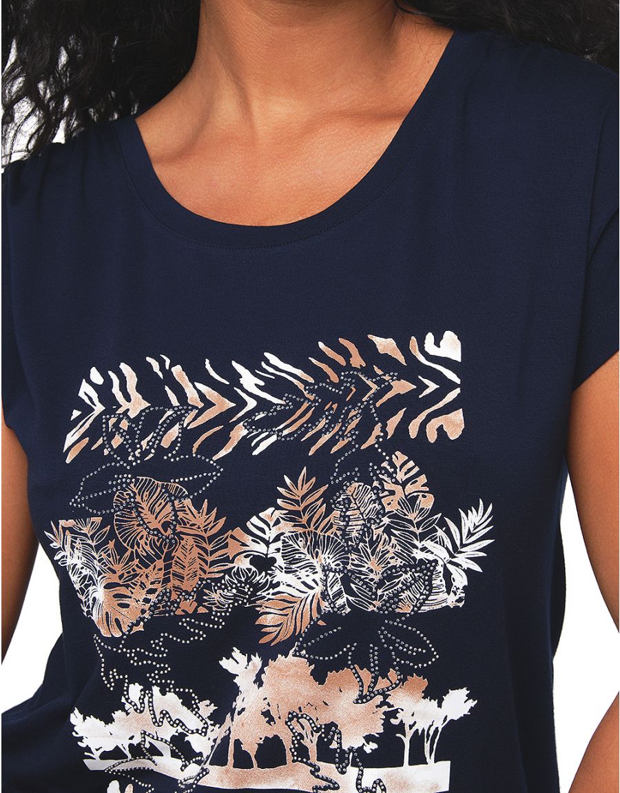 T-shirt bleu imprimé