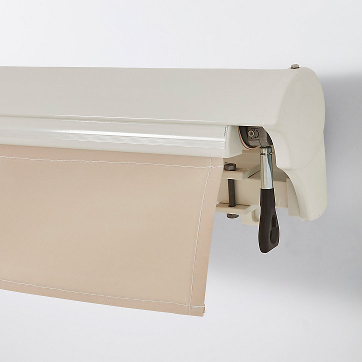 Store banne motorisé semi-coffre taupe clair 3,75 x 3 m