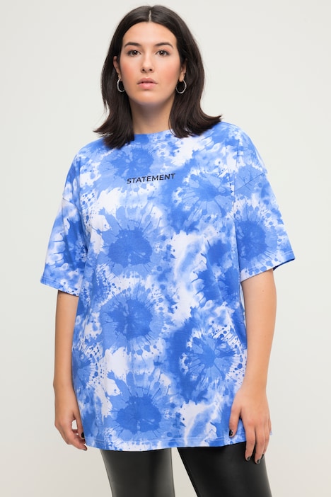 T-Shirt, oversized, Batikprint, Statement, Rundhals, Halbarm