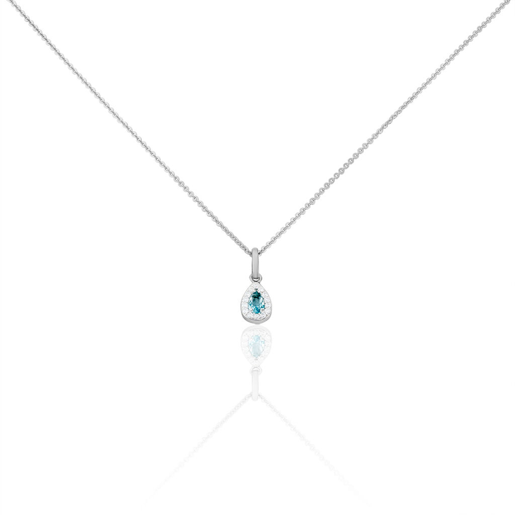 Collier Tania Argent Blanc Pierre De Synthese Et Oxyde De Zirconium
