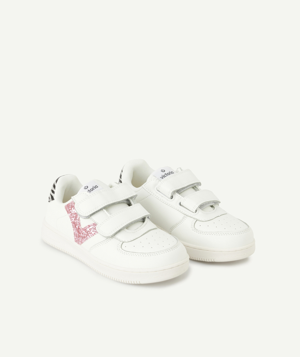 VICTORIABASKETS BLANCHES FILLE LOGO GLITTER ROSE