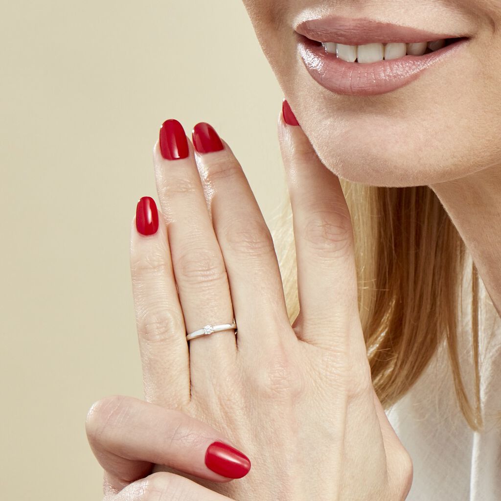 Bague Solitaire Flora Or Blanc Diamant