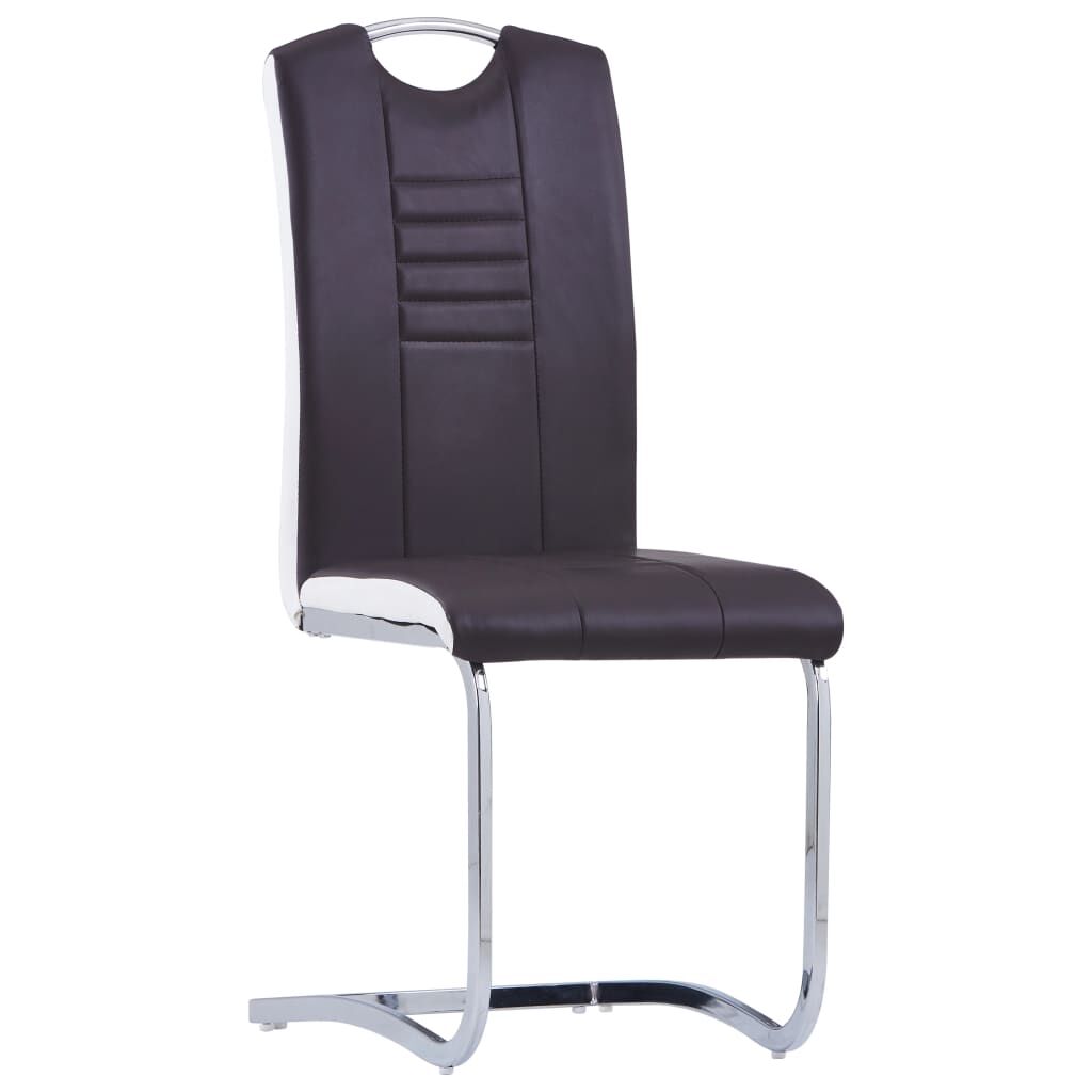 vidaXL Cantilever eetkamerstoelen, set van 2, bruin, kunstleer