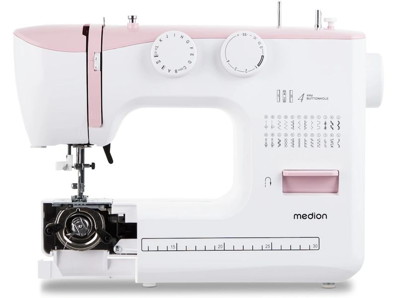 Medion Nähmaschine Life SM60 Weiss/Rosa Nähmaschine mit einer Motorleistung von 60 Watt