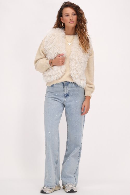 Multikleur furry gilet reversible