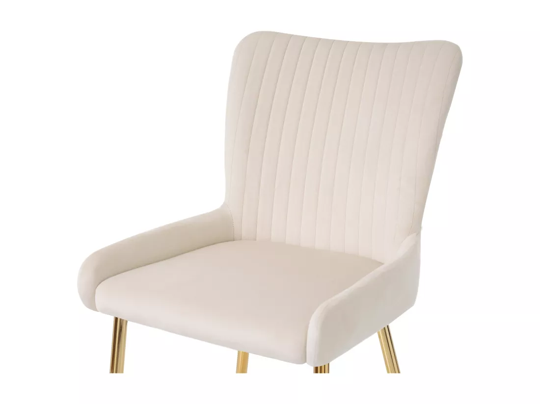 Lot de 4 Chaises en velours - avec pieds en métal doré - Beige