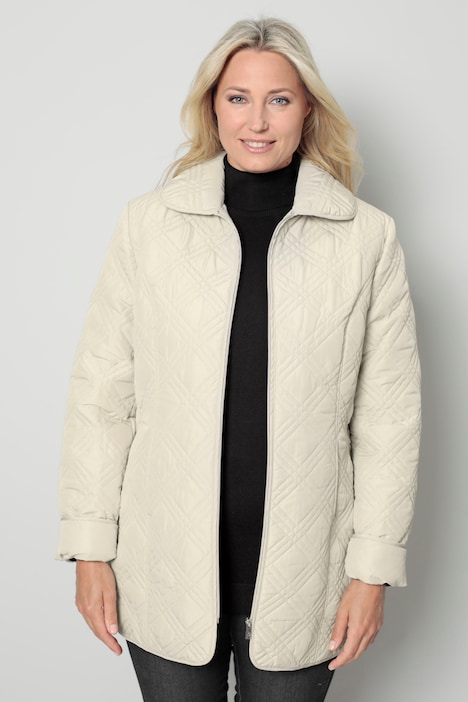 Steppjacke, figurumspielend, Hemdkragen, Langarm