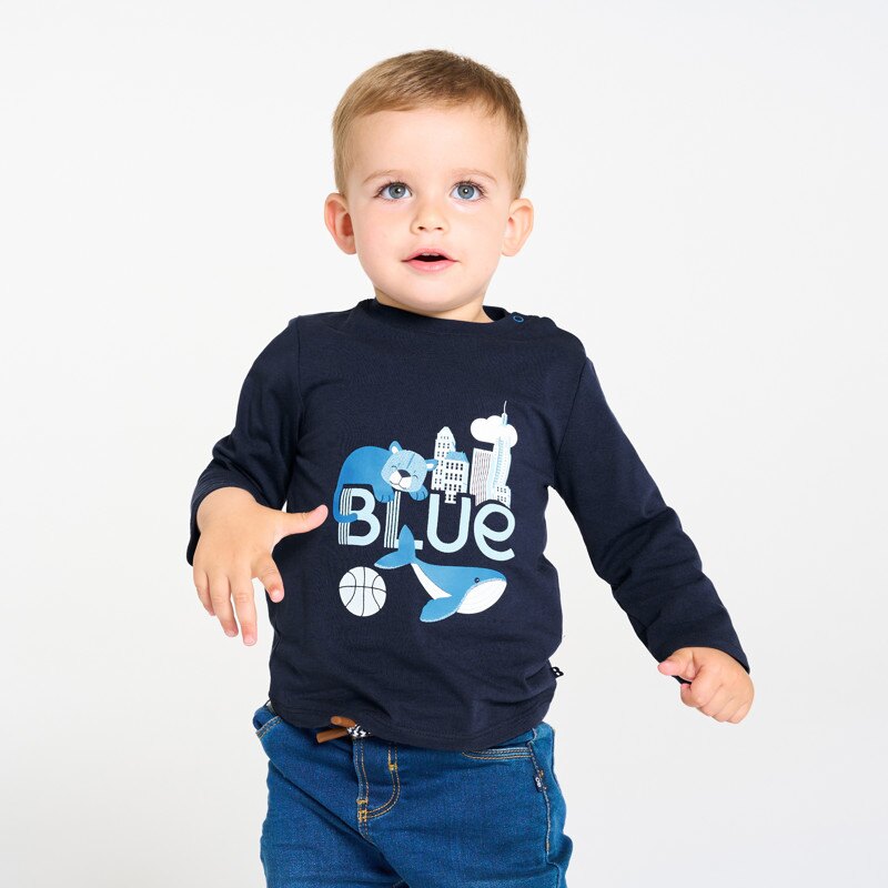 T-shirt ludique couleur bleu garçon Bleu