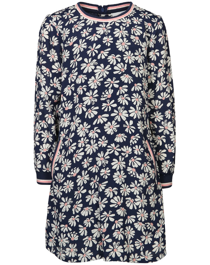 Langarm-Kleid MARGUERITE AOP in navy