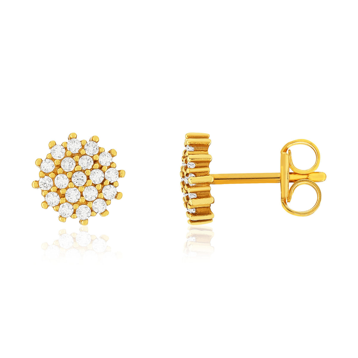 Boucles d'oreilles or 375 jaune zirconias