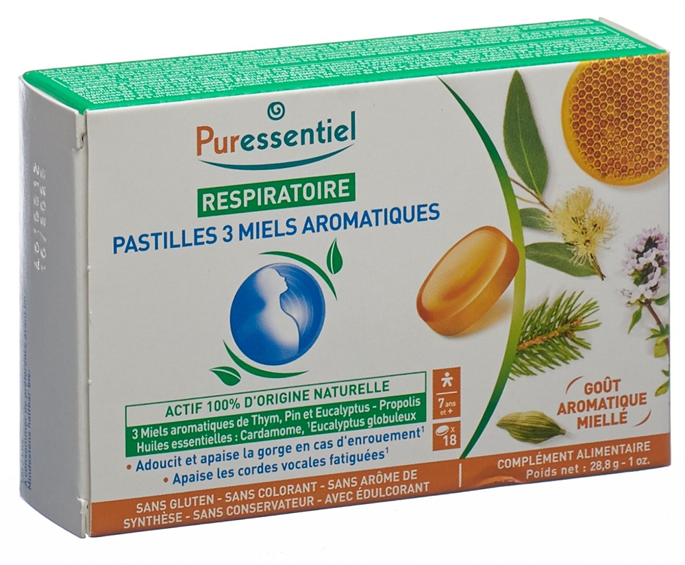 Puressentiel Lutschtabl Atemwege mit 3 Honigsorten 18 Stk