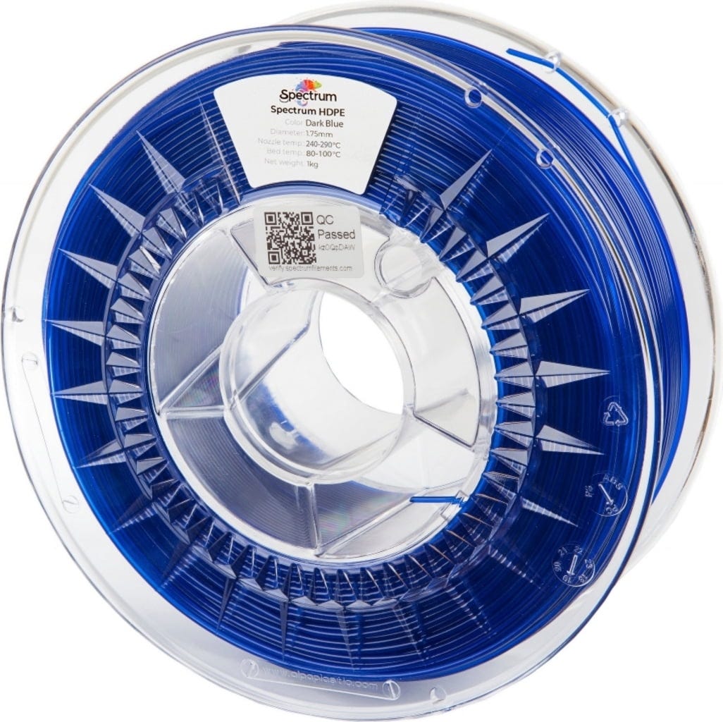 Spectrum  HDPE Dark Blue, 1,75 mm / 1000 g    High-Density Performance mit echter Low-Warp-Technologie in Dark Blue