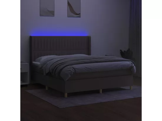 Sommier tapissier avec matelas et LED Taupe 180x200 cm Tissu