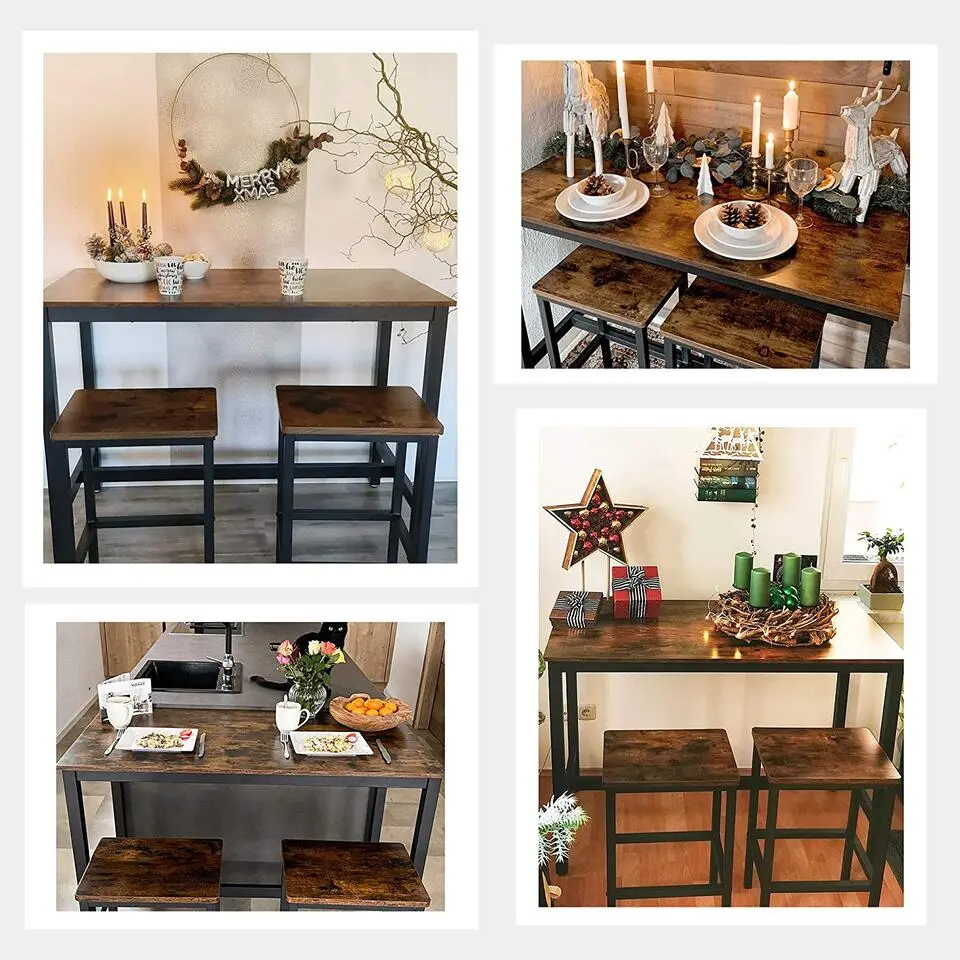 Parya Home Bartafel Set - Bartafel incl. twee barstoelen - Industrieel - Vintage
