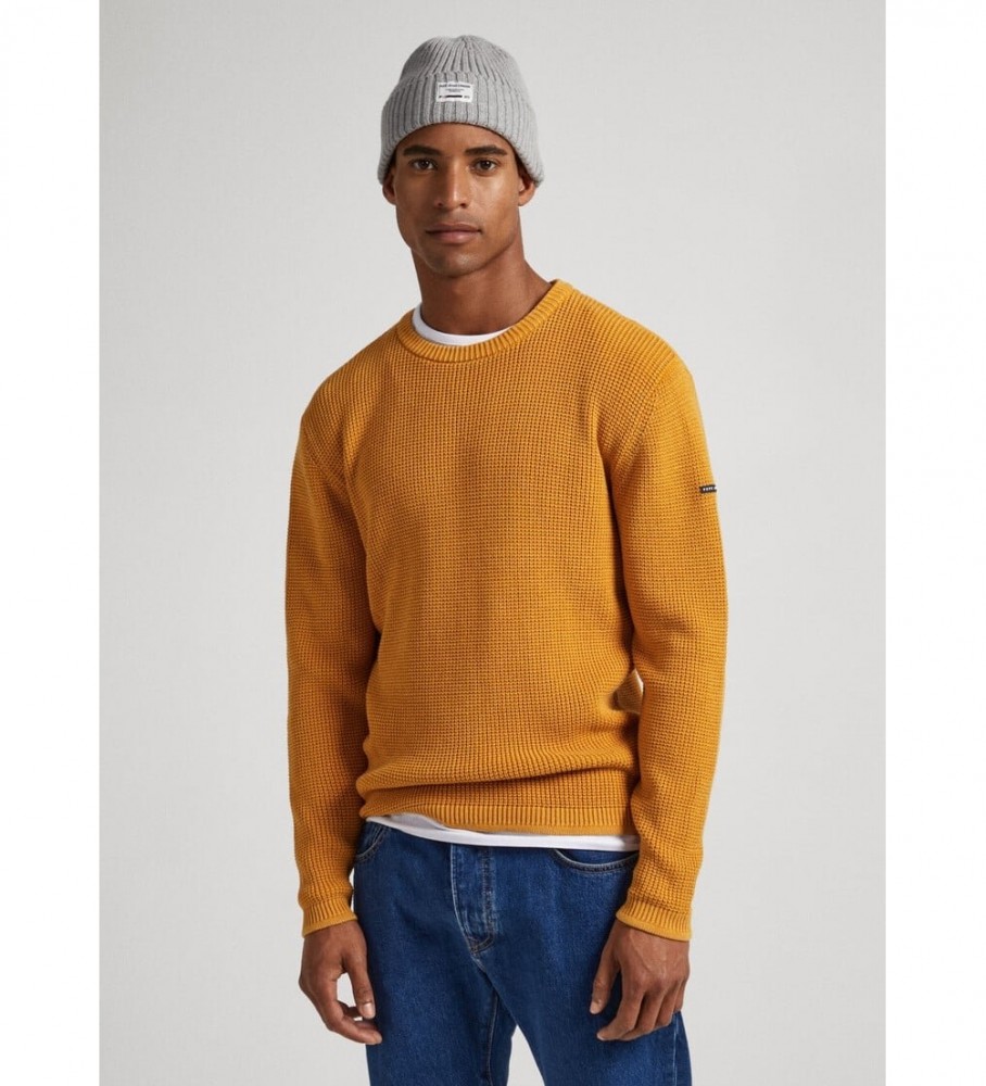 Suéter Pepe Jeans Dean de gola redonda mostarda