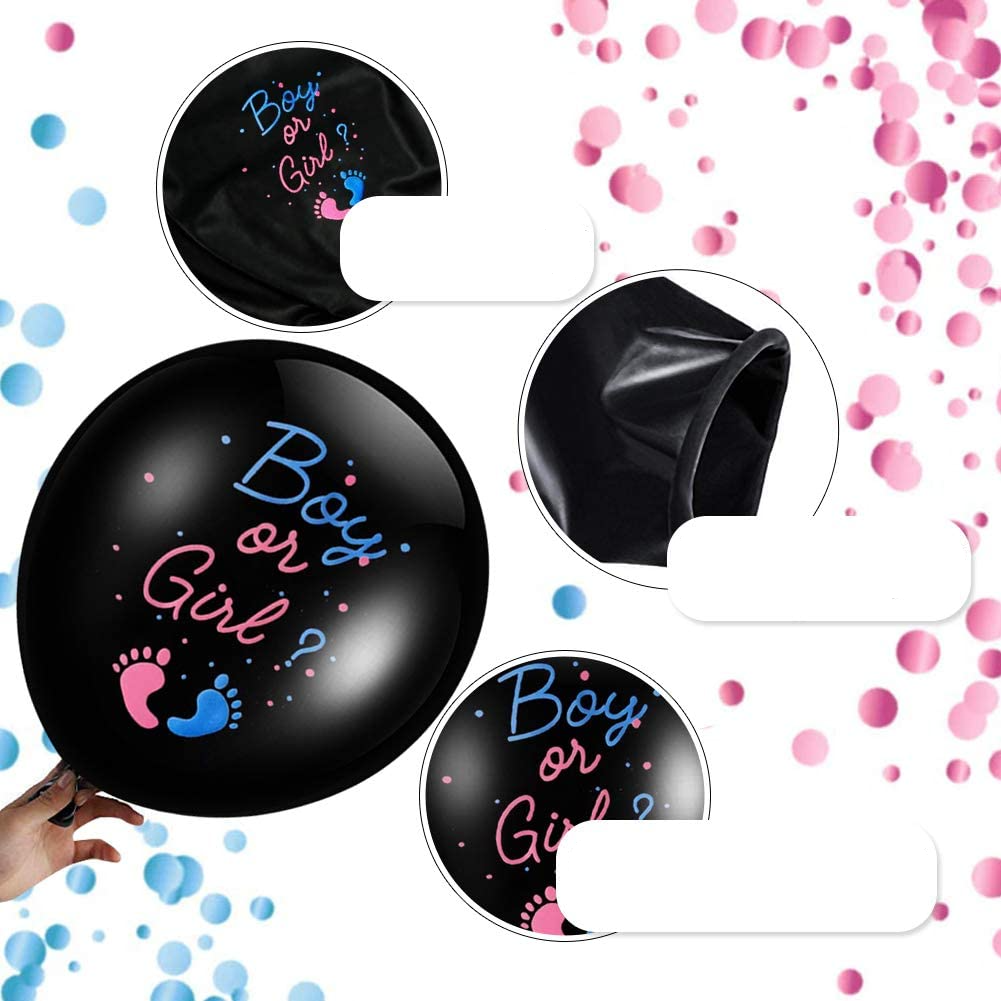 (Ø90cm) XXL Gender Reveal Party Ballon Baby Shower Luftballon mit Konfetti - Boy or Girl