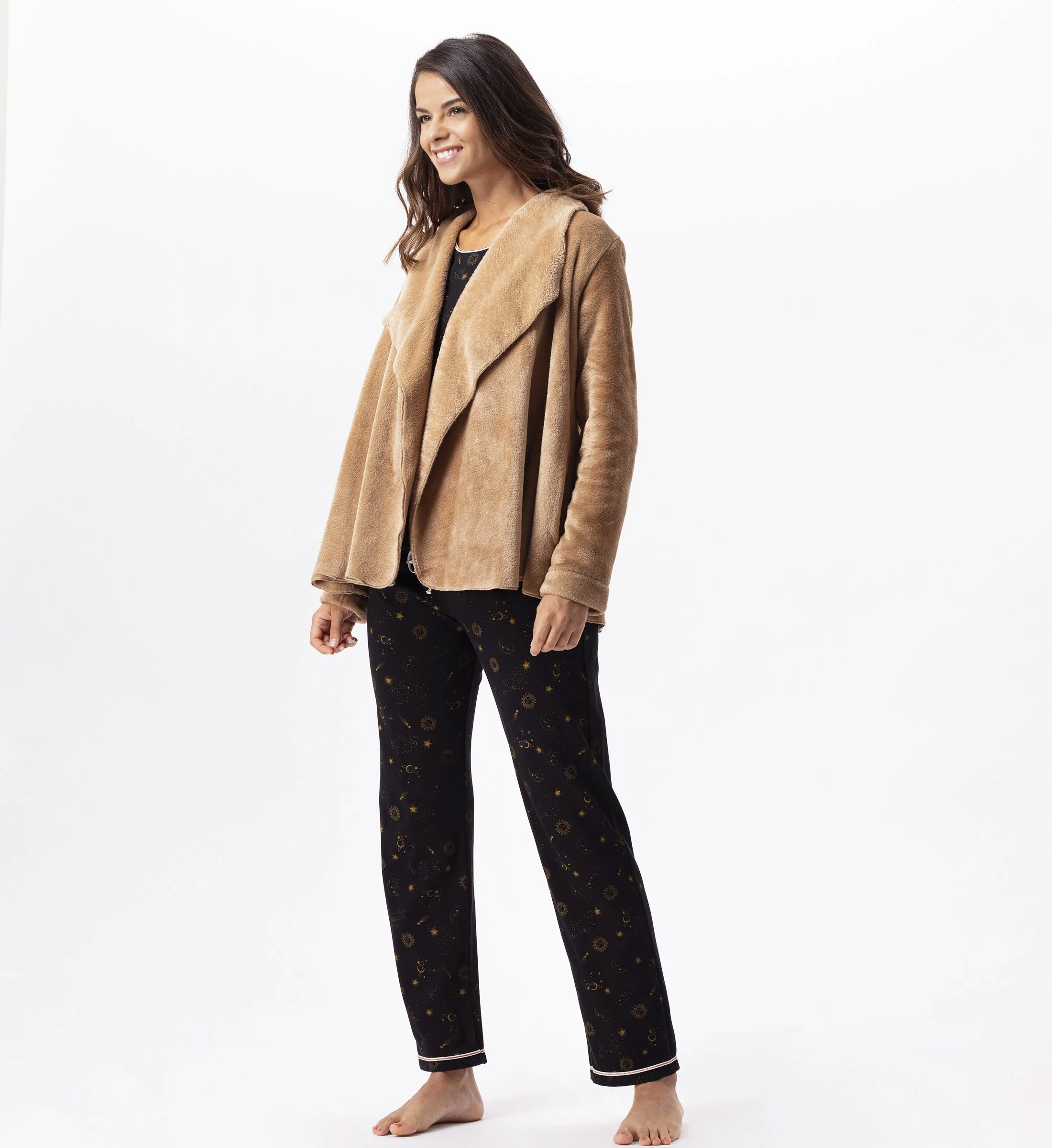 ESSENTIEL 873 - Veste en peluche flanelle | Marron