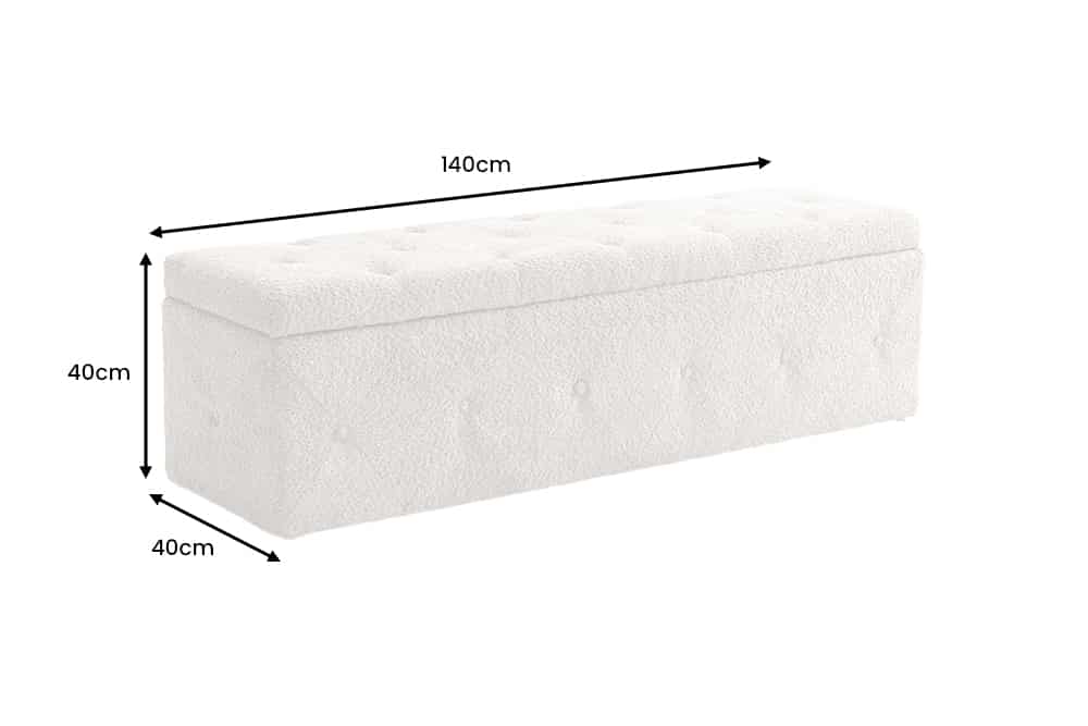 Chesterfield Bettbank EXTRAVAGANCIA 140cm champagner greige Bouclè mit Stauraum