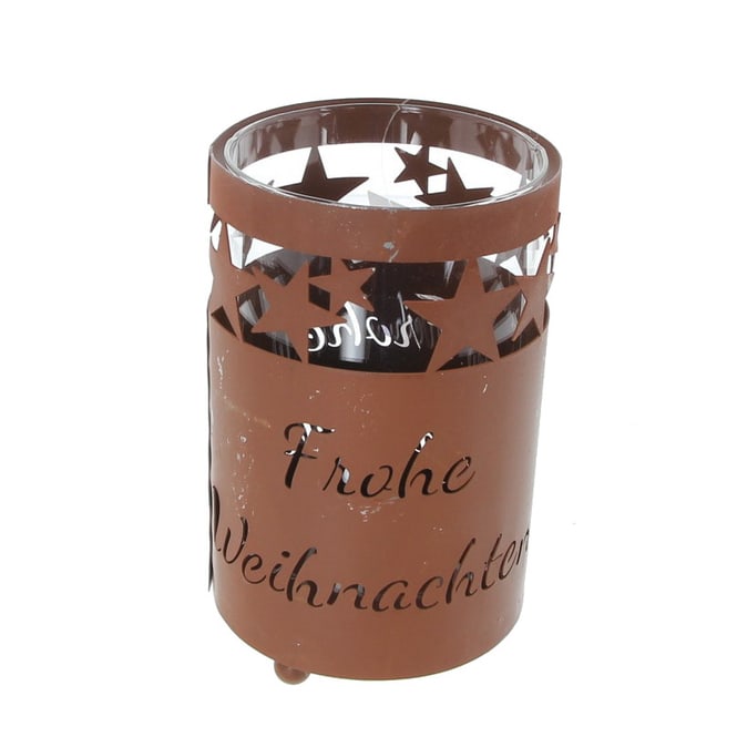 Windlicht - Frohe Weihnachten - rostbraun - ca. 10 x 16,5 cm