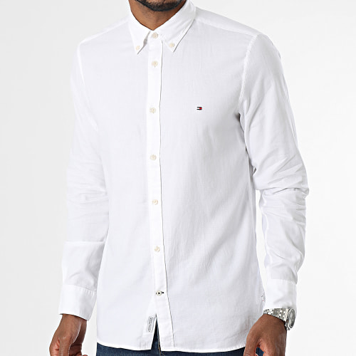 Chemise Manches Longues Slim Flex Dobby 3782 Blanc