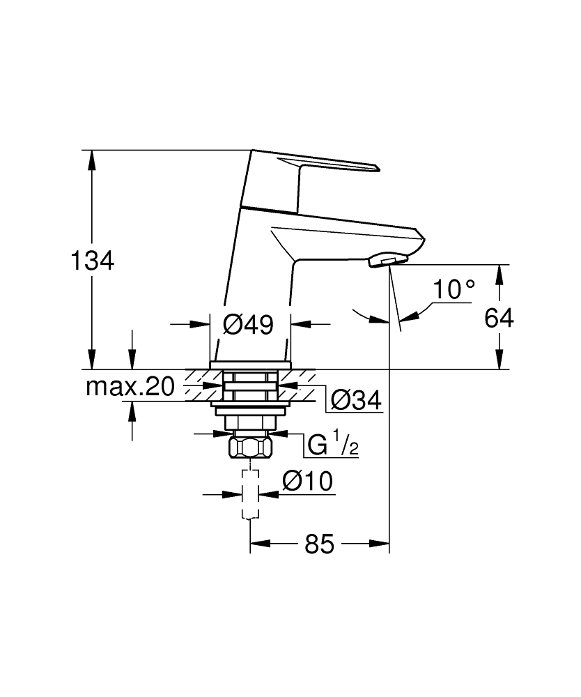 Grohe Eurodisc Cosmopolitan toiletkraan 1/2