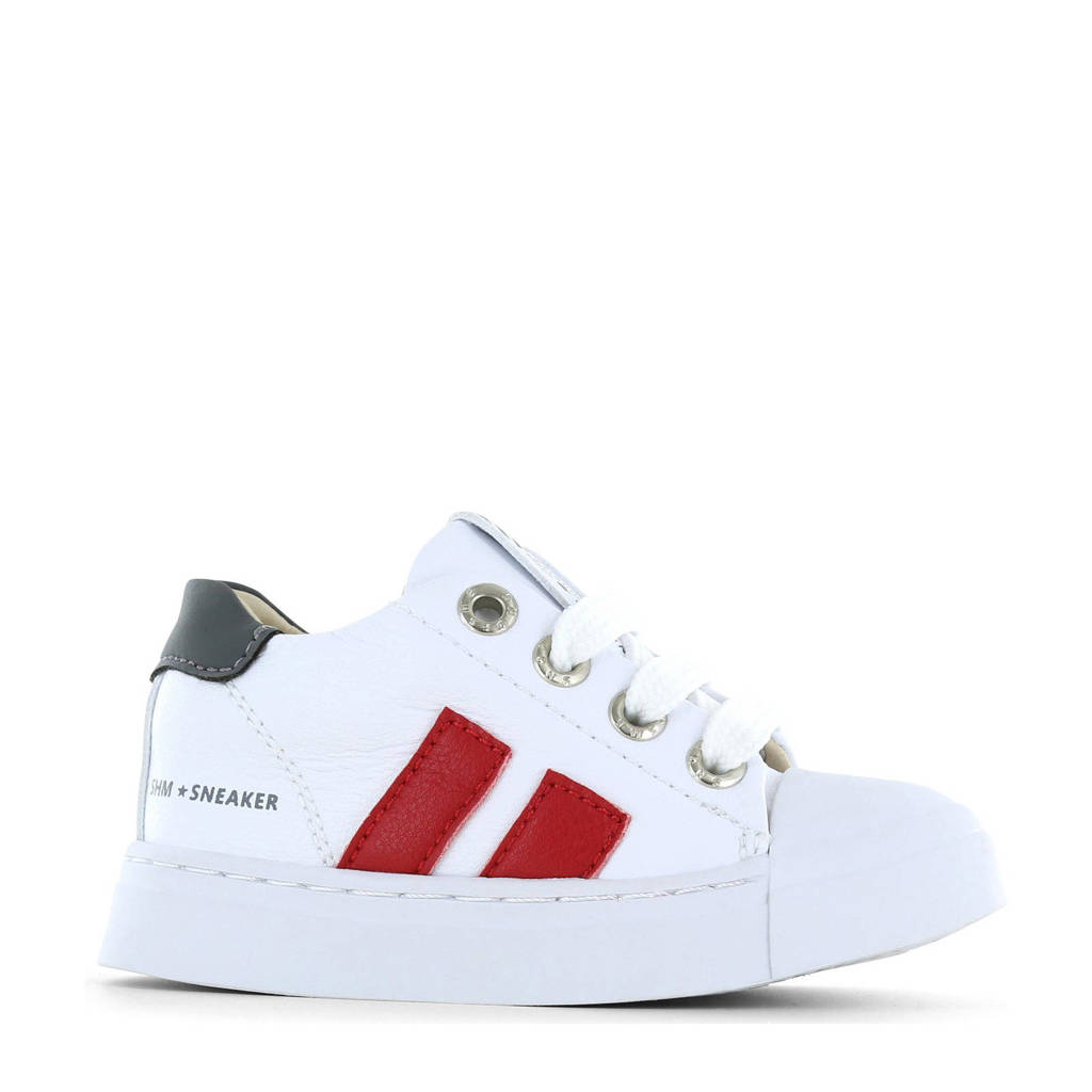 Shoesme leren sneakers wit/rood