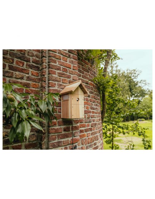 Nestera Nestkast Wifi Camera Met Zonnepaneel - Broeden - 19x22x34 cm Donker Hout