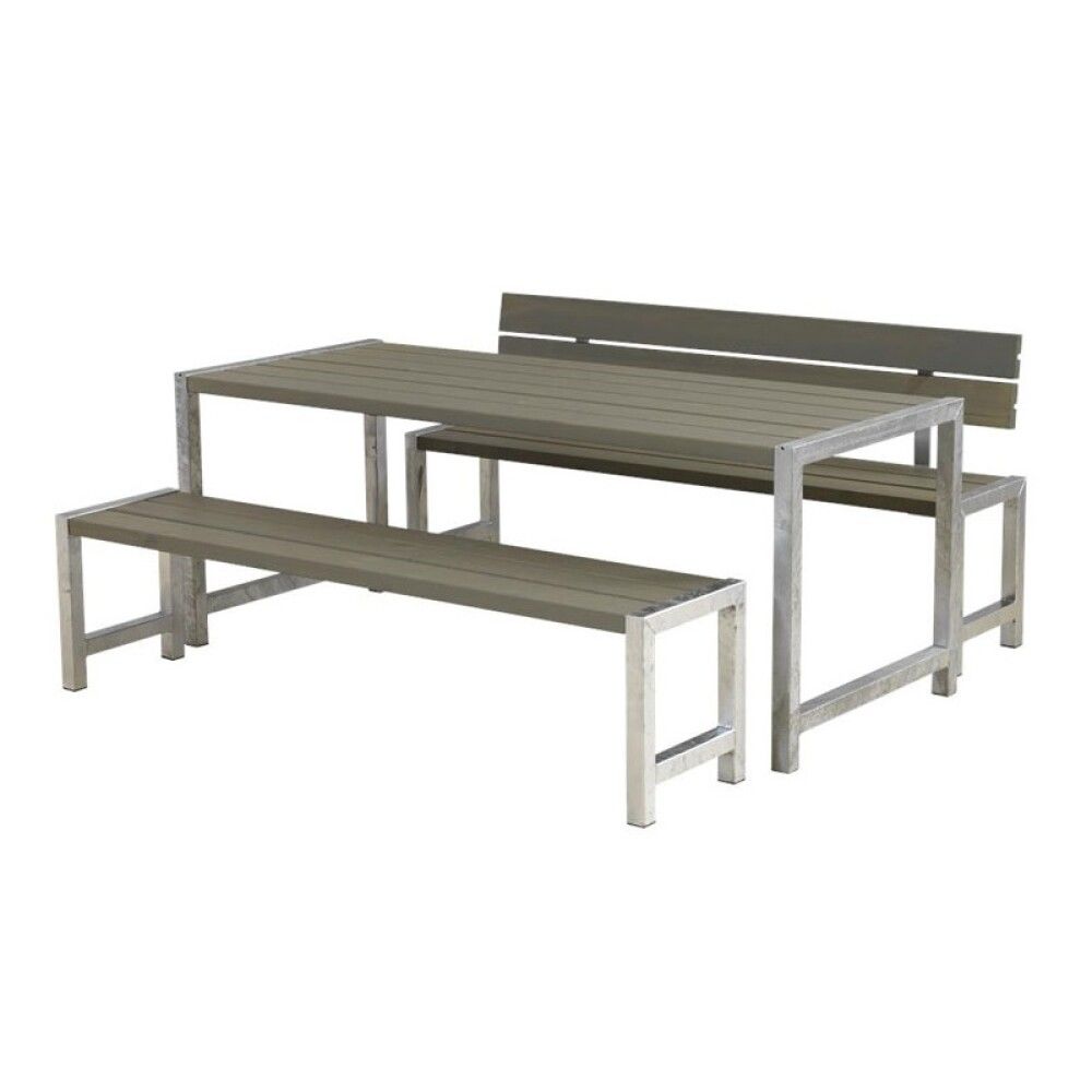 BENKESETT PLUS MED RYGGSTØTTE 186 CM GRÅBRUN