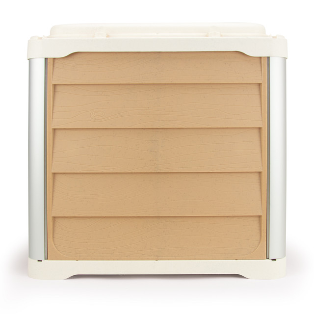Loboo - Smartkave Cube Alaska Canil e Casinha para Cães e Gatos, para Uso Externo, com Design Modular, Isolamento Térmico e Contra Intempéries, Alimentador e Parede Traseira Articulada, Branco e Bege