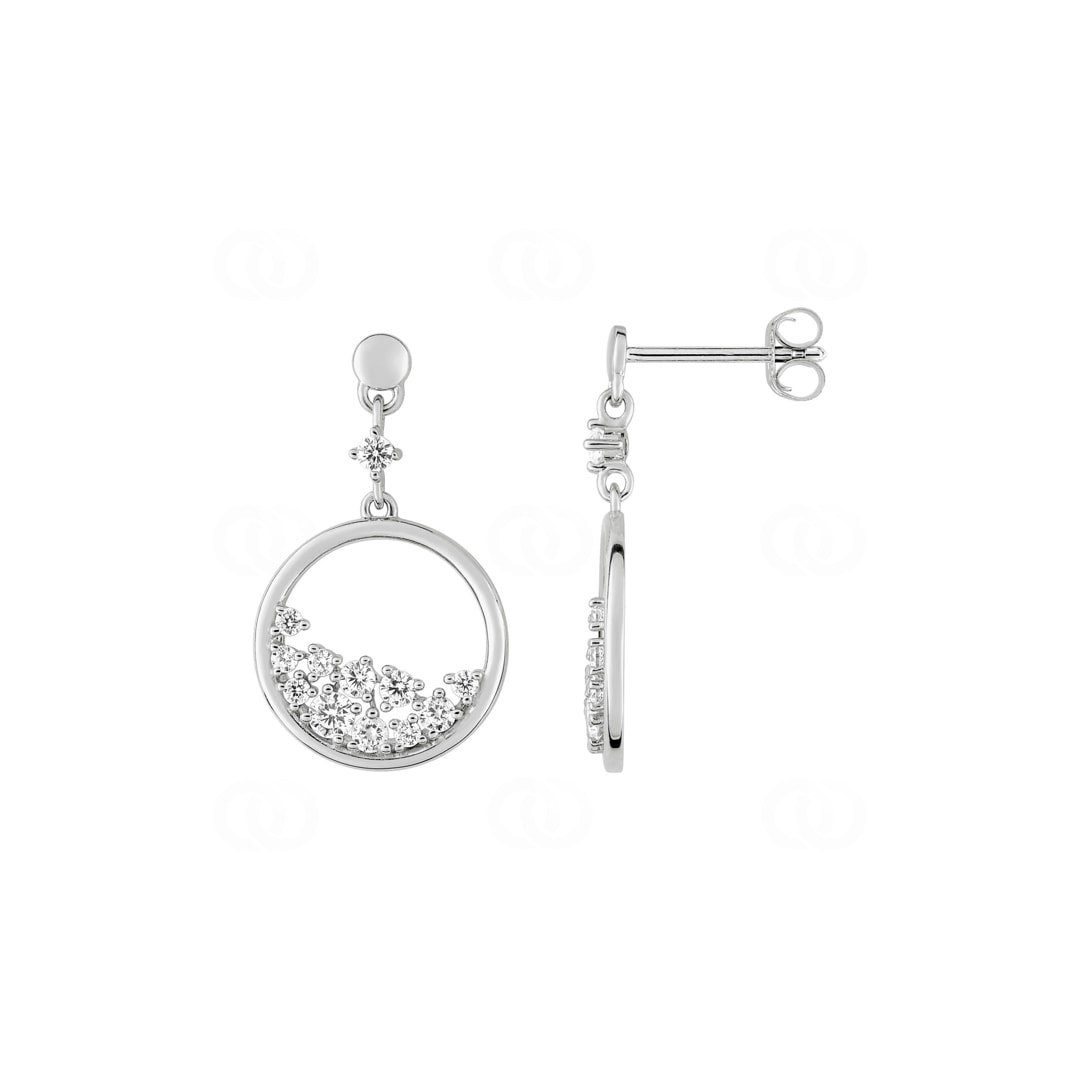 Ohrringe 925 Silber rhodiniert mit Zirkonia pavé
