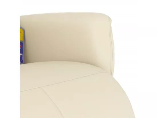 Fauteuil inclinable de massage et repose-pieds crème similicuir