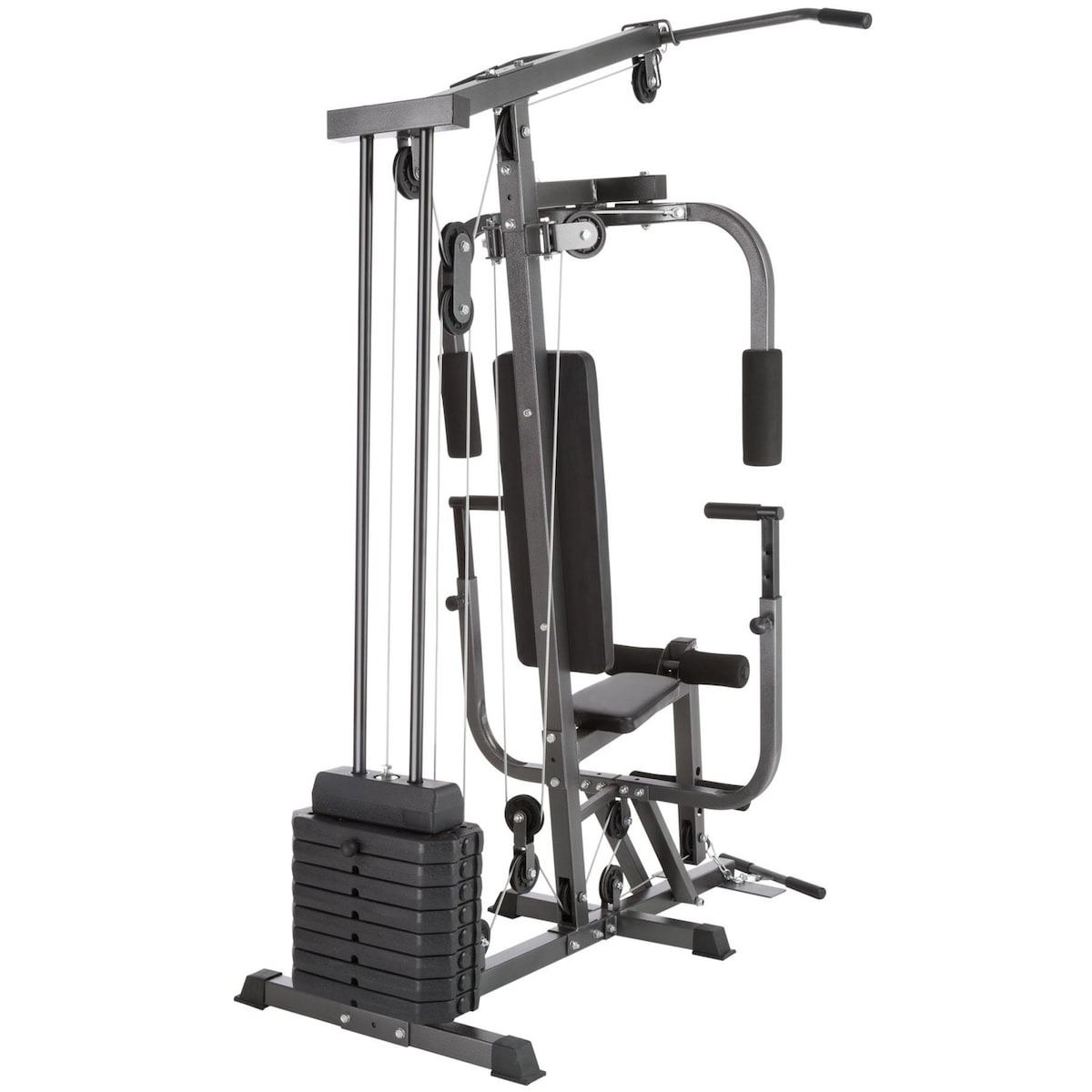 Styrketreningsapparat for hjemmegym med benkpressmodul - svart
