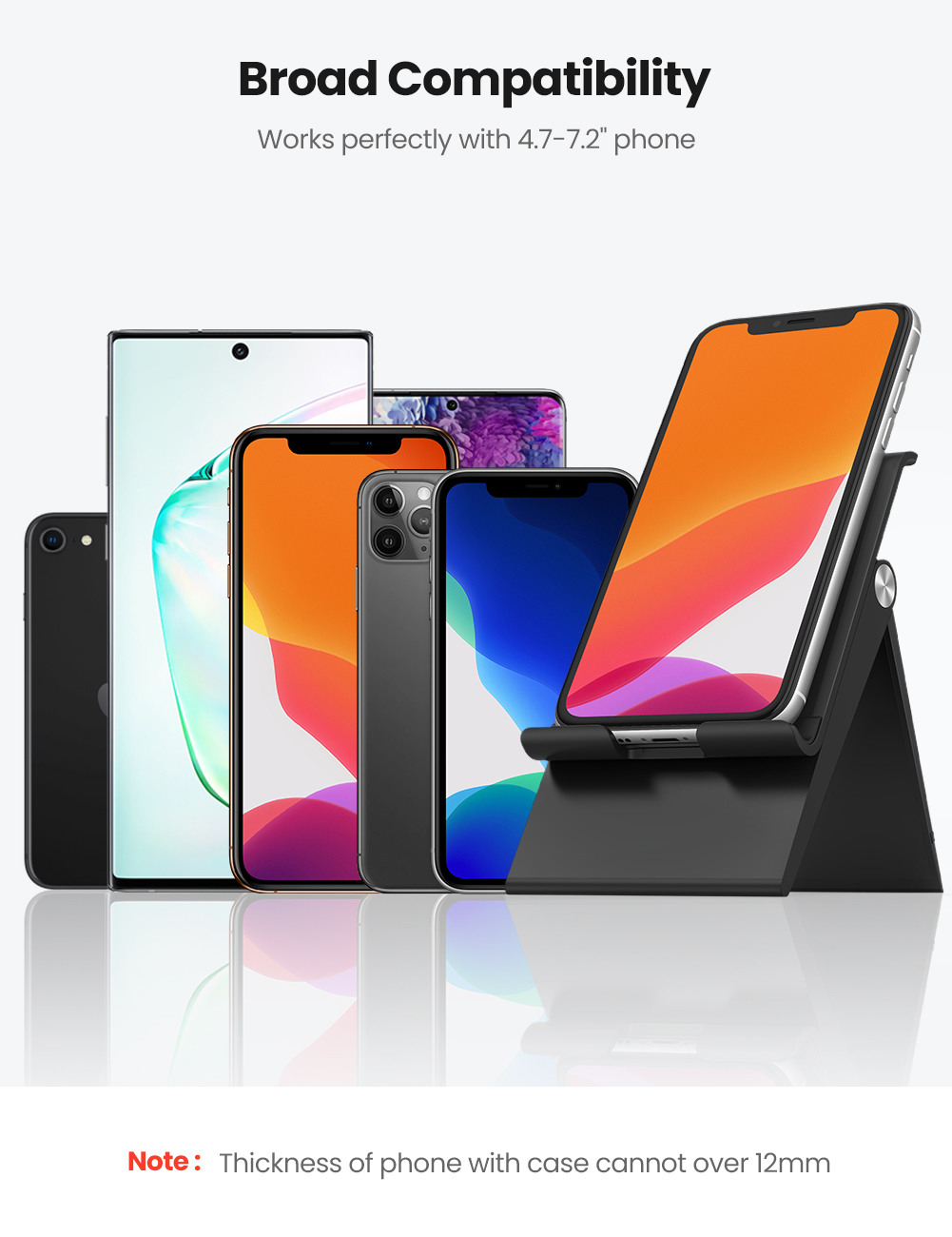 Höhenverstellbare Smartphone / Handy Halterung (11.9 - 20.3 cm) (80903)  - Schwarz