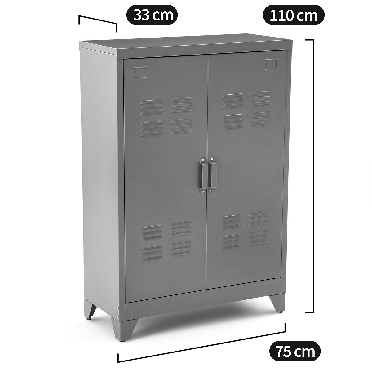 LA REDOUTE INTERIEURS<br>Armário baixo de metal, 2 portas, Hiba